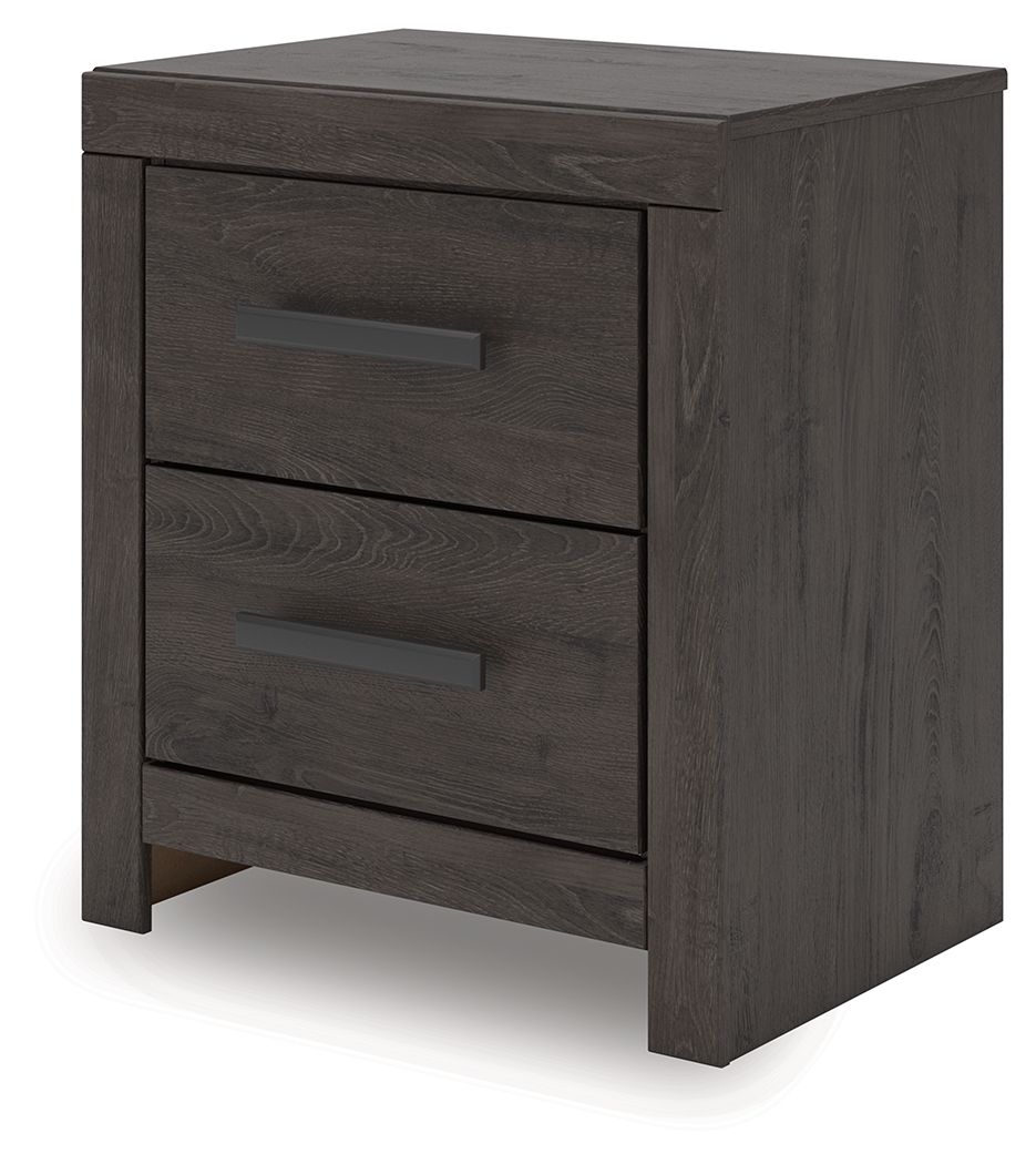 Prendonea - Two Drawer Night Stand - Charcoal by Ashley – view 4