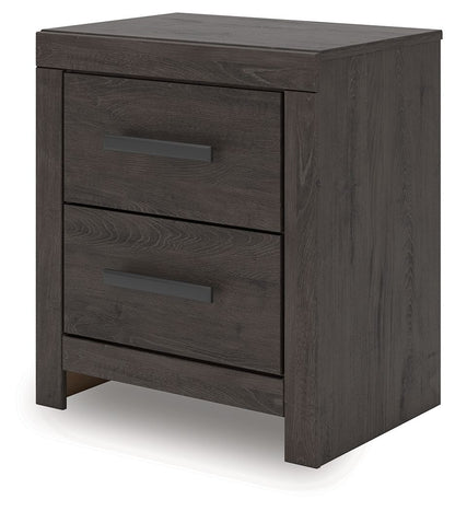 Prendonea - Two Drawer Night Stand - Charcoal by Ashley – view 4