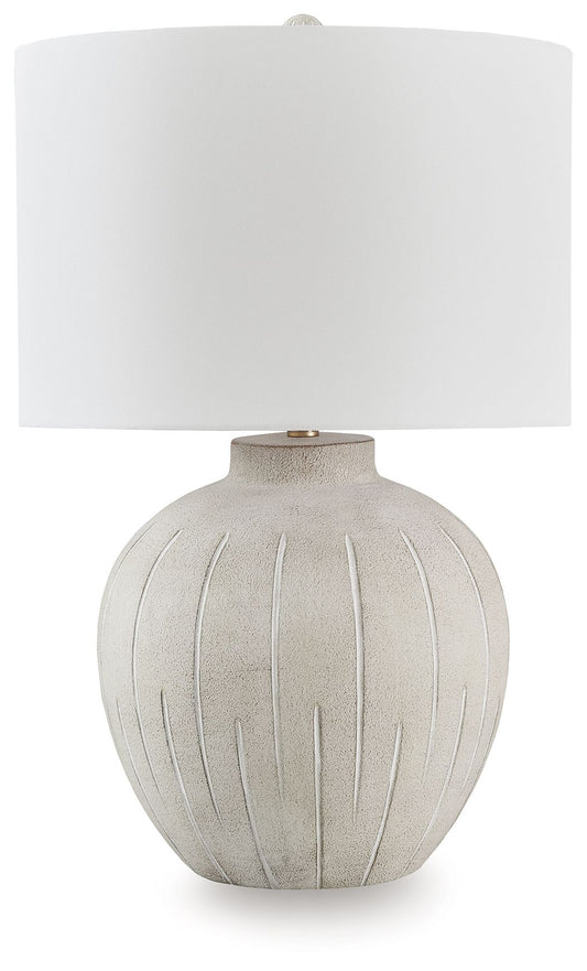Calbert - Poly Table Lamp - Warm Gray by Ashley – Table Lamps