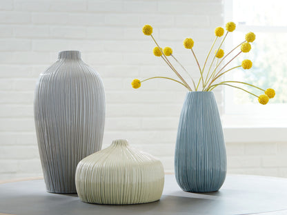 Eiderman - Vase Set (Set of 3) - Gray / Blue / Green by Ashley – view 4
