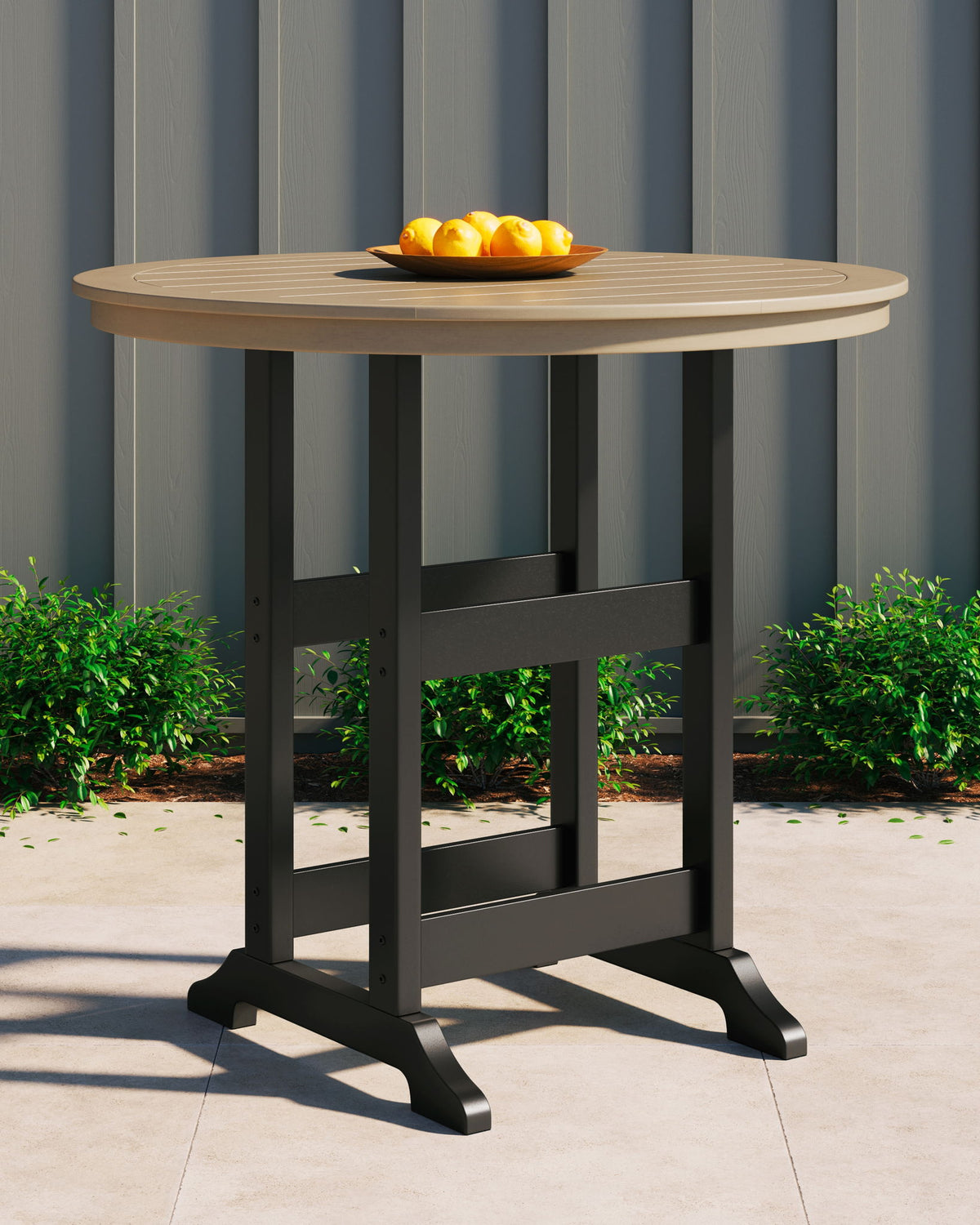 Fairen Trail - Round Bar Table w/Umb OPT - Black / Driftwood by Ashley – view 4