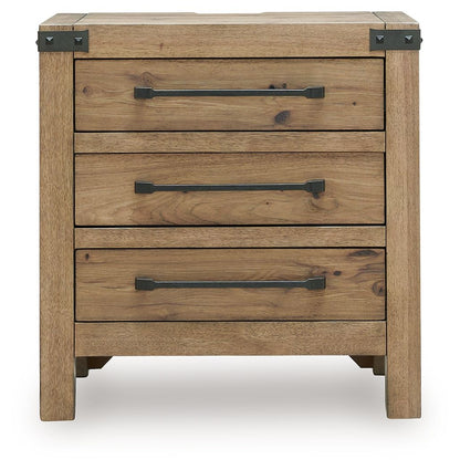 Ridgester - Three Drawer Night Stand - Light Brown – view 4