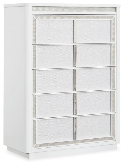 Chalanna - Five Drawer Chest - White by Ashley – Accent Chests