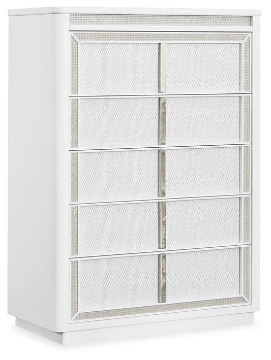 Chalanna - Five Drawer Chest - White by Ashley – Accent Chests