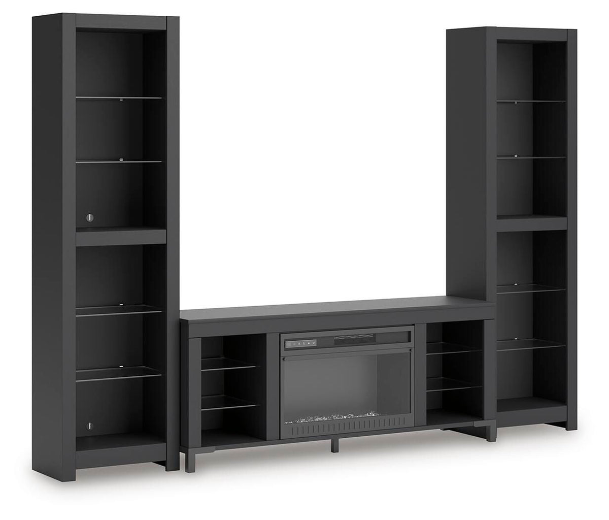 Cayberry - 3-Piece Entertainment Center With Electric Fireplace - Black by Ashley – Entertainment Centers