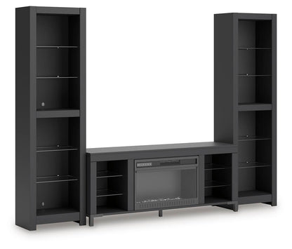 Cayberry - 3-Piece Entertainment Center With Electric Fireplace - Black by Ashley – Entertainment Centers