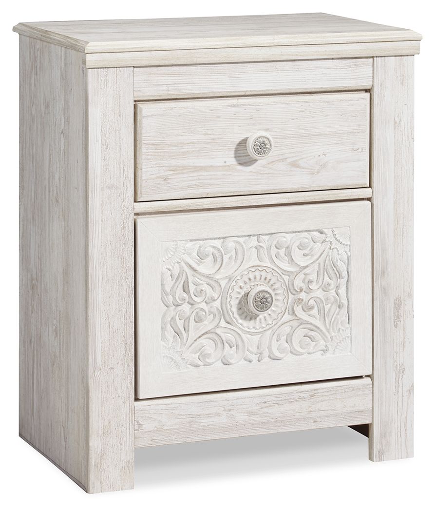 Paxberry - Two Drawer Night Stand - Whitewash by Ashley – Nightstands