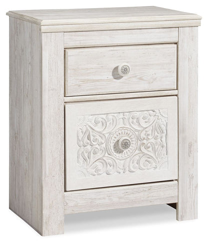 Paxberry - Two Drawer Night Stand - Whitewash by Ashley – Nightstands