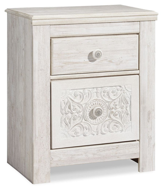 Paxberry - Two Drawer Night Stand - Whitewash by Ashley – Nightstands