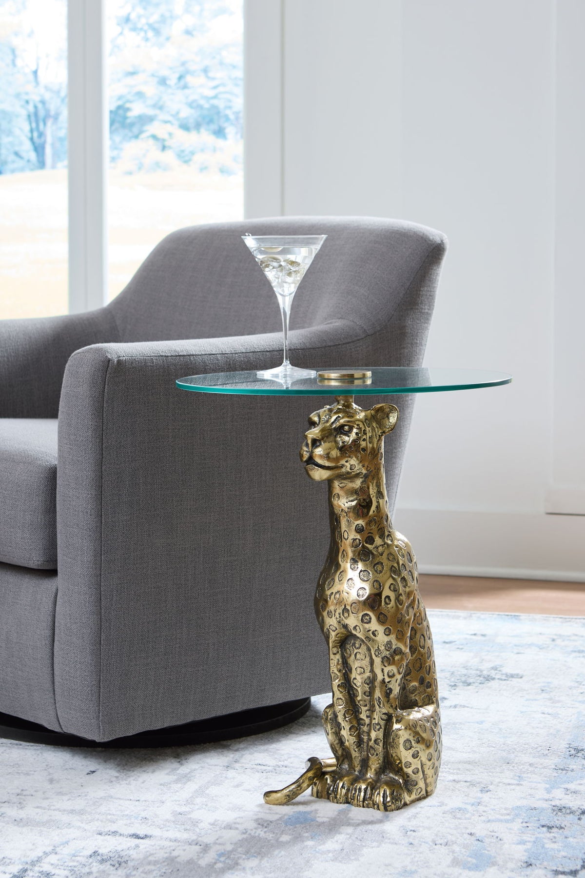Vallain - Accent Table - Antique Gold Finish by Ashley – view 4