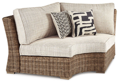 Beachcroft - Curved Corner Chair w/Cushion - Beige by Ashley – Armless Chairs