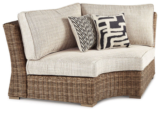 Beachcroft - Curved Corner Chair w/Cushion - Beige by Ashley – Armless Chairs