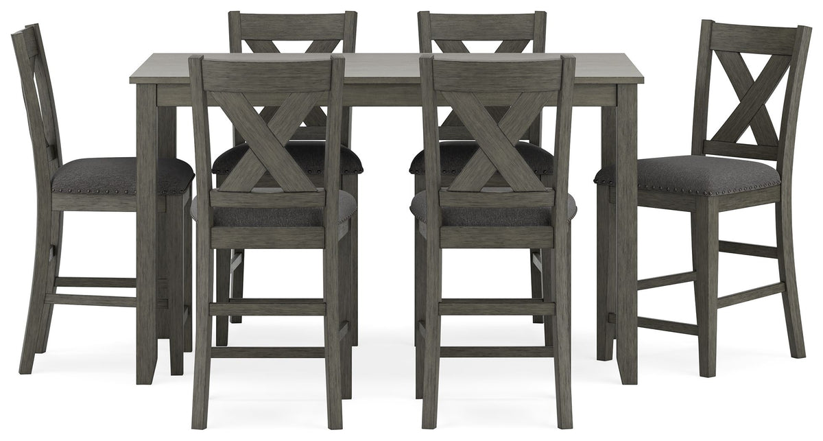 Caitbrook - Rect Drm Counter Table Set (Set of 7) - Gray by Ashley – view 3
