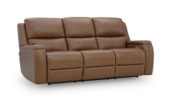 5Z-Syran - Power Reclining Sofa With Adjustable Headrest - Caramel by Ashley – Reclining Sofas