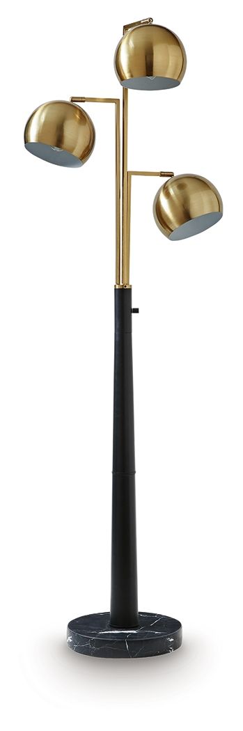 Sorcha - Metal Floor Lamp - Gold Finish / Black by Ashley – Floor Lamps
