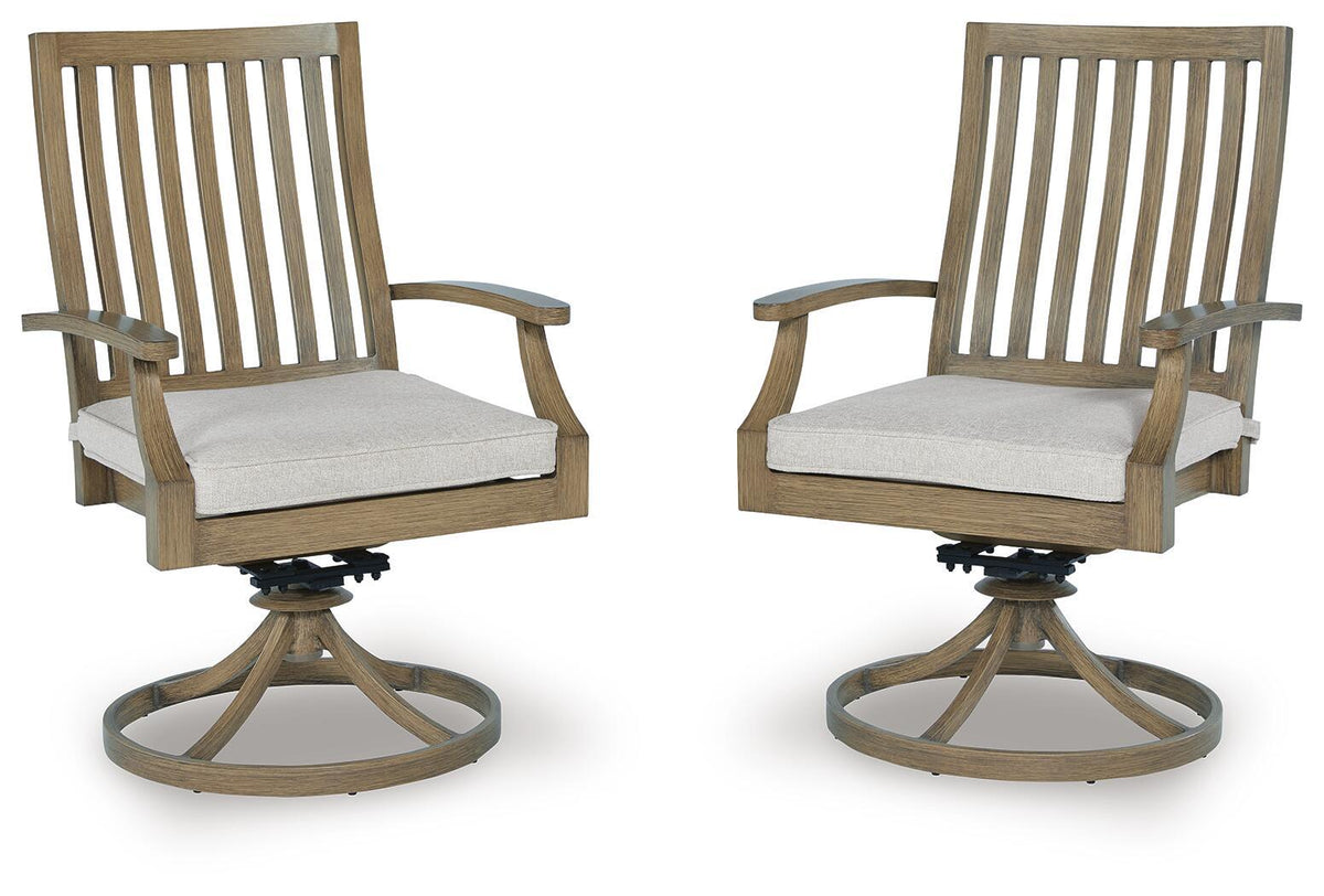 Rainier Ranch - Swivel Chair With Cushion (Set of 2) - Brown / Beige by Ashley – Chair Sets