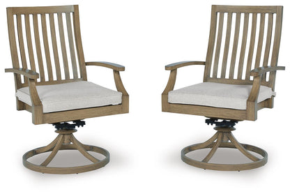 Rainier Ranch - Swivel Chair With Cushion (Set of 2) - Brown / Beige by Ashley – Chair Sets