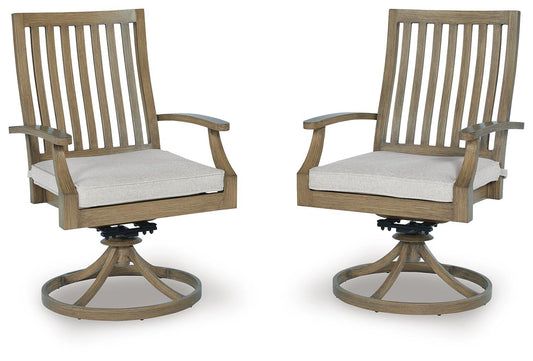 Rainier Ranch - Swivel Chair With Cushion (Set of 2) - Brown / Beige by Ashley – Chair Sets
