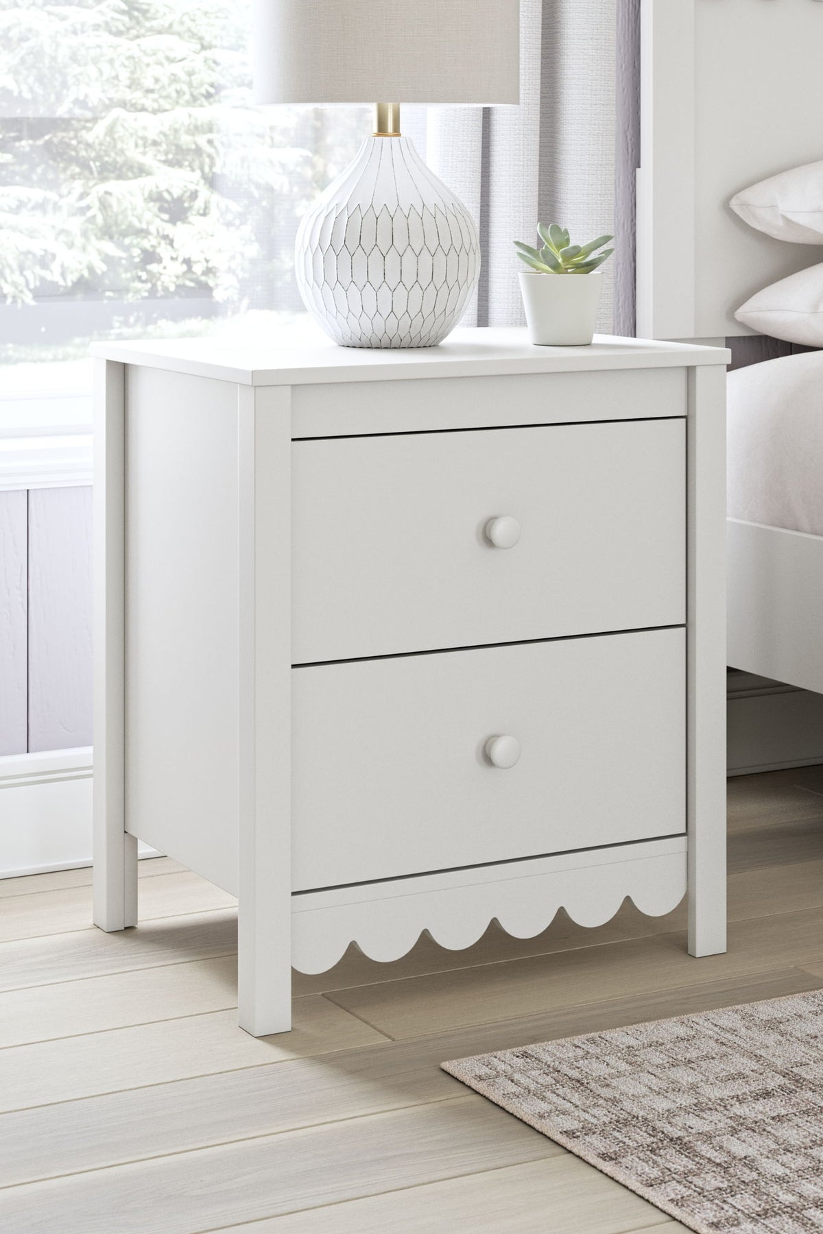 Hallityn - Two Drawer Night Stand - White by Ashley – view 4