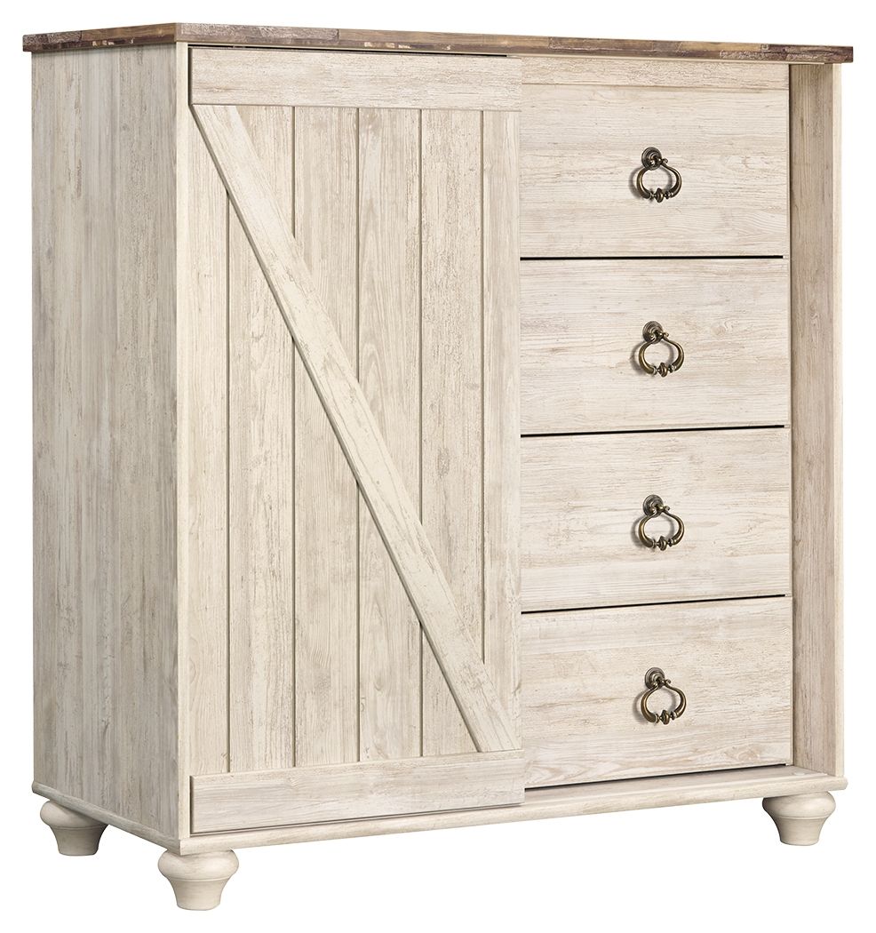 Willowton - Dressing Chest - Whitewash by Ashley – Accent Chests