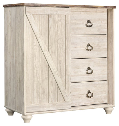 Willowton - Dressing Chest - Whitewash by Ashley – Accent Chests
