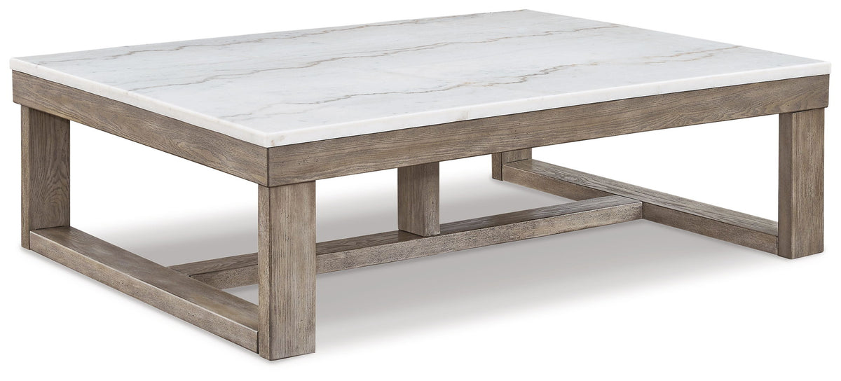 Loyaska - Rectangular Cocktail Table - Brown / Ivory by Ashley – Cocktail Tables
