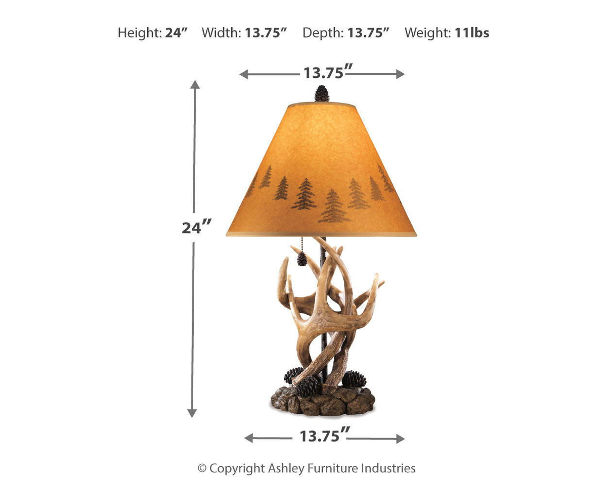 Derek - Poly Table Lamp (Set of 2) - Brown by Ashley – view 4