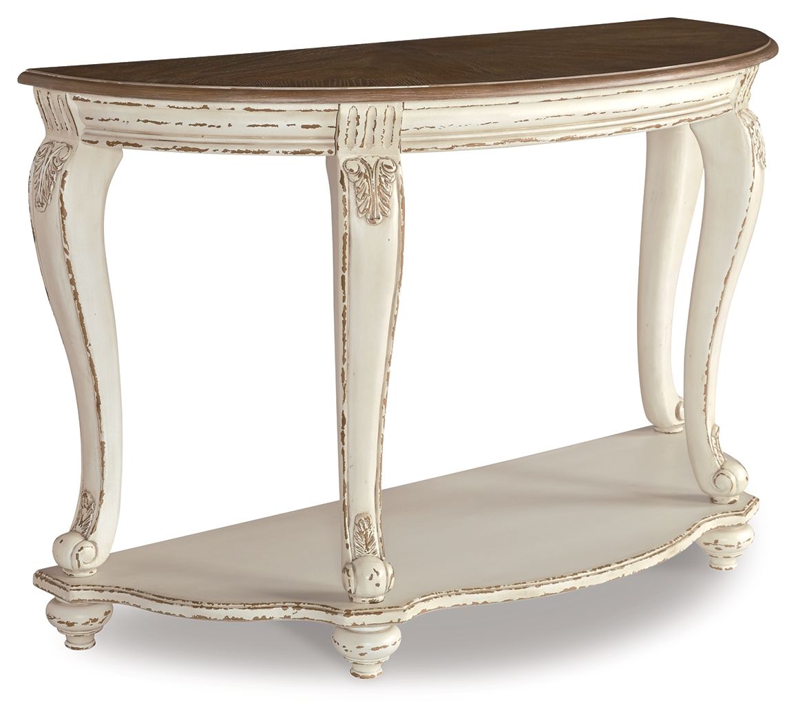 Realyn - Sofa Table - White / Brown by Ashley – Sofa Tables