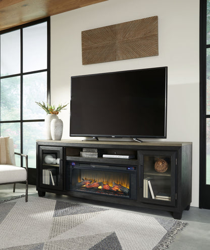 Foyland - 83" TV Stand With Electric Infrared Fireplace Insert - Black / Brown by Ashley – view 4