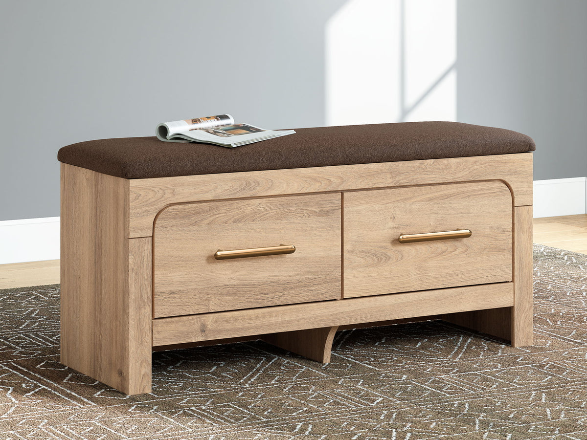 Kinlanni - Bedroom Upholstered Storage Bench - Tan / Brown by Ashley – view 4