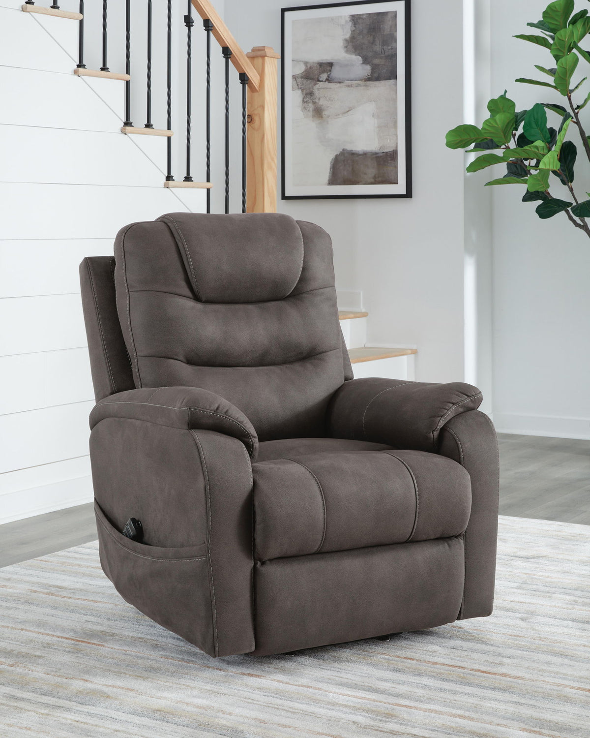 Snowfield - Power Lift Recliner - Gunmetal by Ashley – view 4