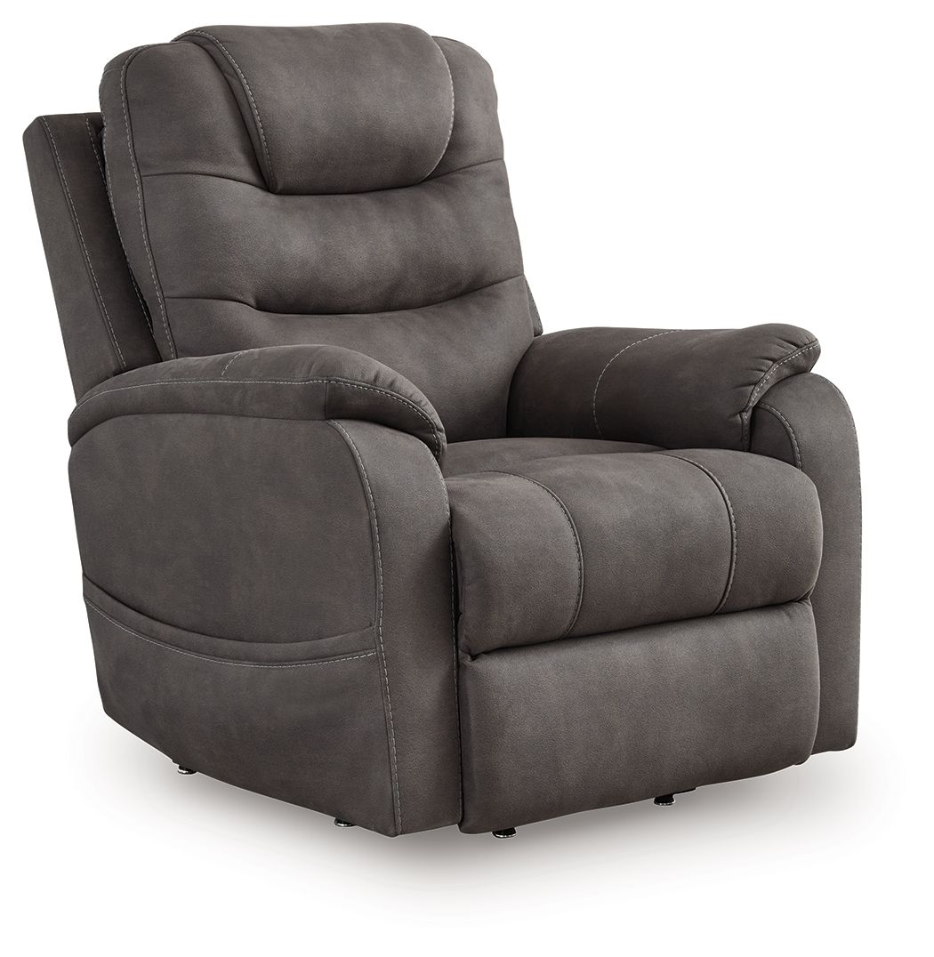 Snowfield - Power Lift Recliner - Gunmetal by Ashley – Lift Chairs