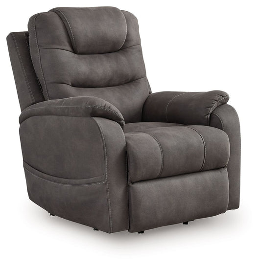Snowfield - Power Lift Recliner - Gunmetal by Ashley – Lift Chairs