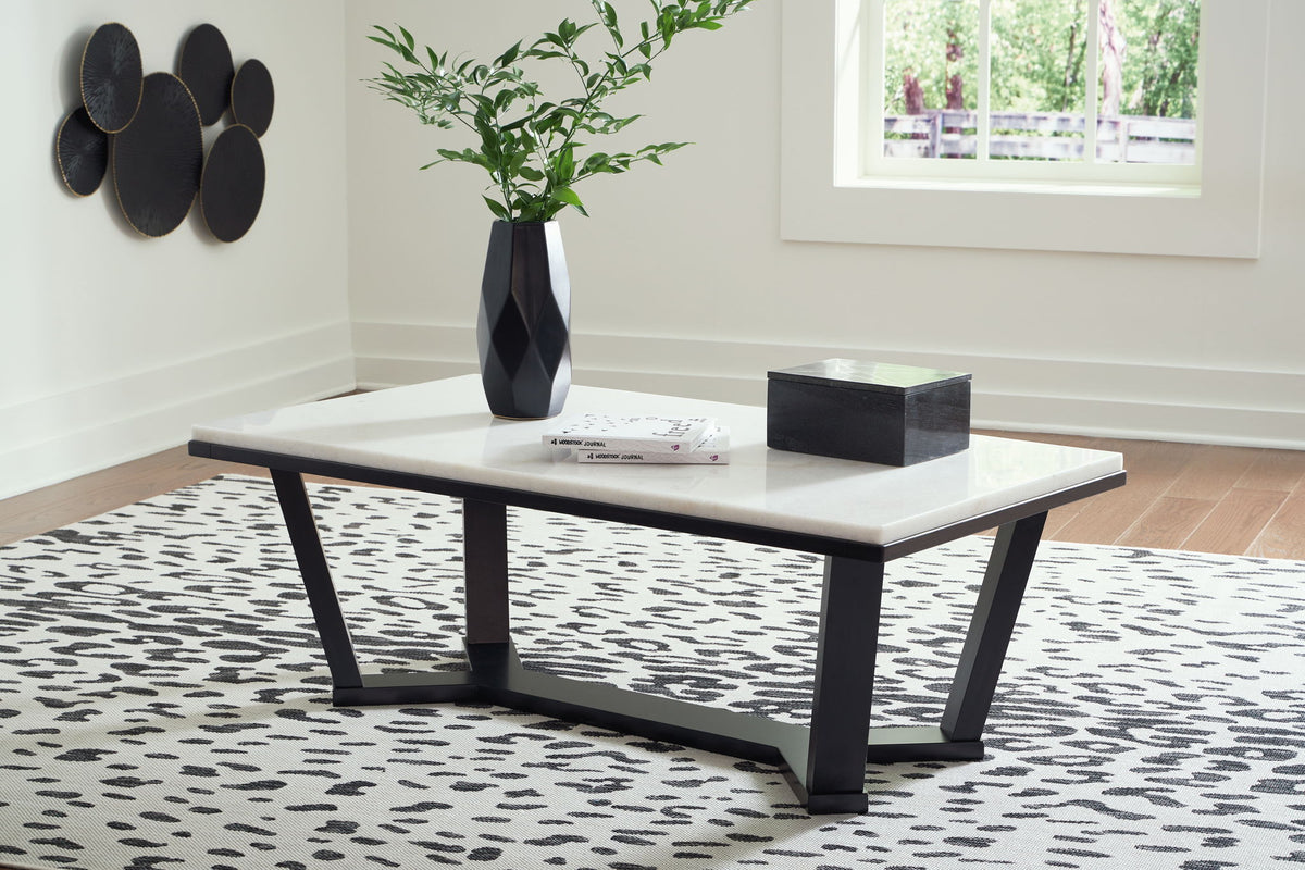 Fostead - Rectangular Cocktail Table - White / Espresso by Ashley – view 4