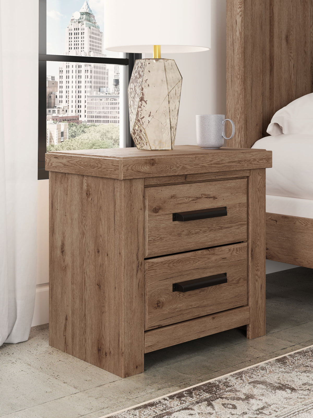 Oliandon - Two Drawer Night Stand - Light Brown by Ashley – view 4