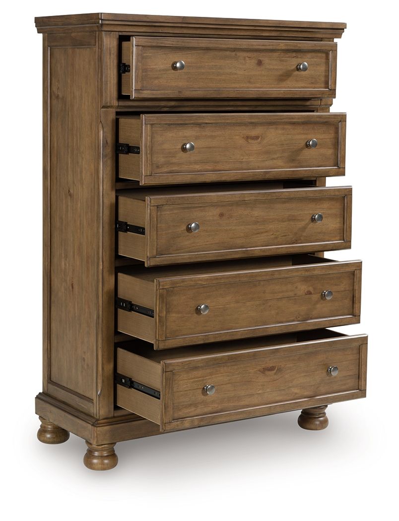 Feddinger - Five Drawer Chest - Medium Brown by Ashley – view 3