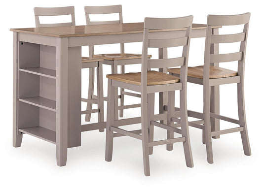 Harperfeld - 5 Pc. - Dining Table And 4 Barstools - Natural / Gray – 5 Piece Dining Room Sets