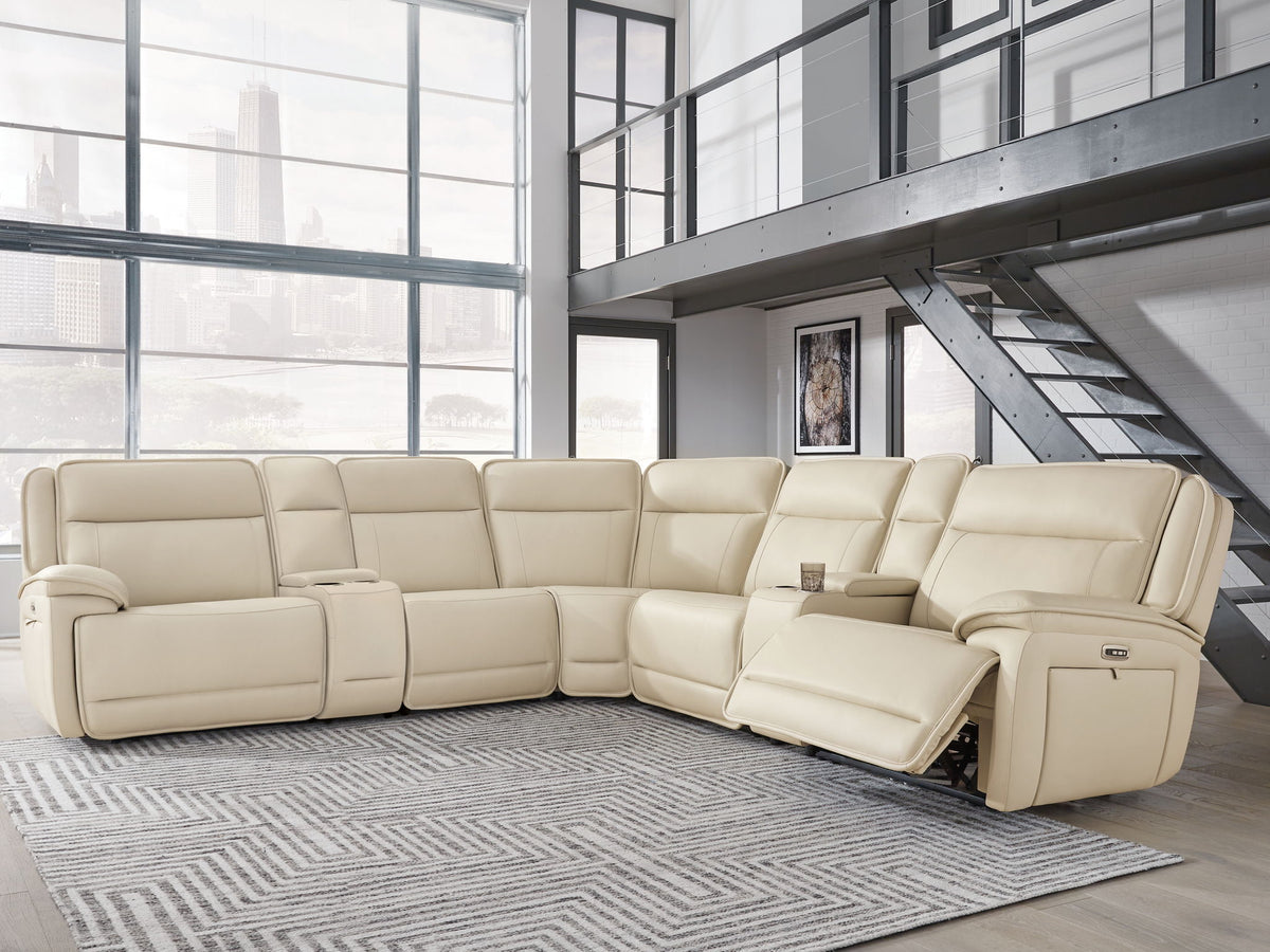 Double Deal - 7-Piece Power Reclining Sectional With 2 Consoles - Almond by Ashley – view 4