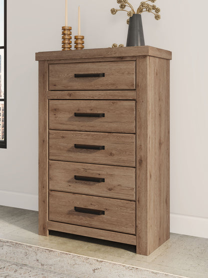 Oliandon - Five Drawer Chest - Light Brown by Ashley – view 4
