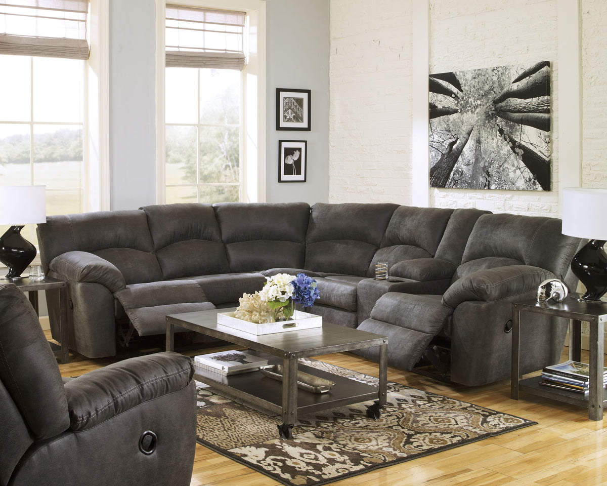 Tambo - Right Arm Facing Loveseat With Console 2 Pc Sectional - Pewter by Ashley – view 3