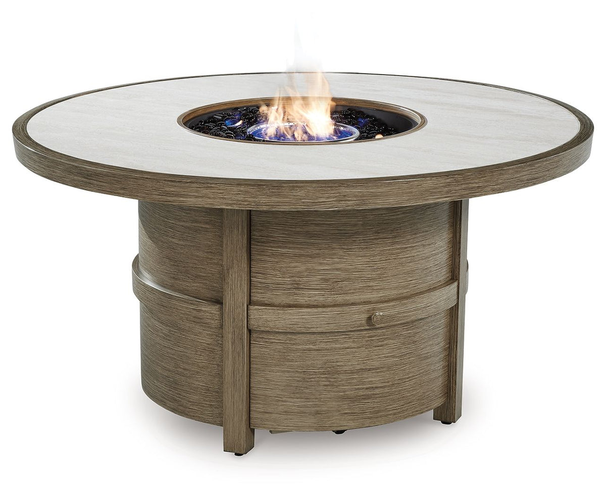 Rainier Ranch - Round Fire Pit Table - Beige by Ashley – view 3