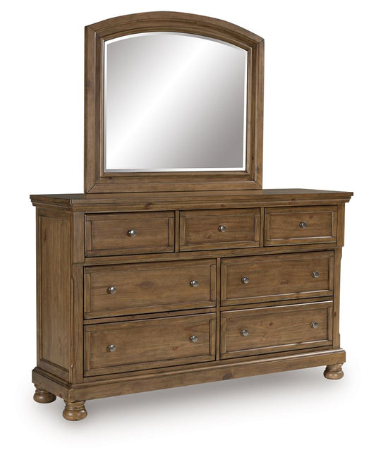 Feddinger - Dresser And Mirror - Medium Brown by Ashley – Dresser & Mirror