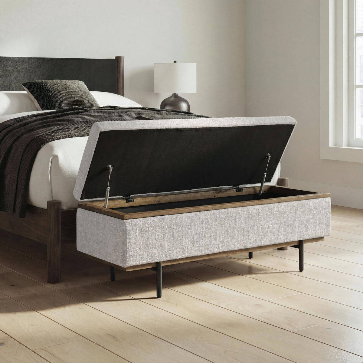 Dettaford Next-Gen Nuvella - Storage Bench - Stone by Ashley – view 4