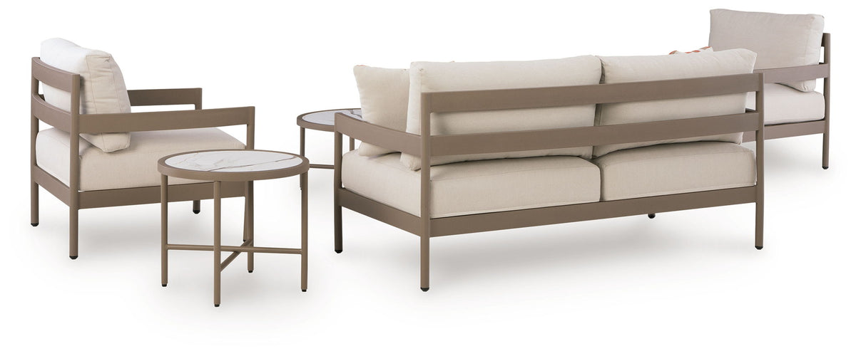 Bluff Trail - Loveseat, Lounge Chairs, Tables Set (Set of 5) - Beige by Ashley – view 3