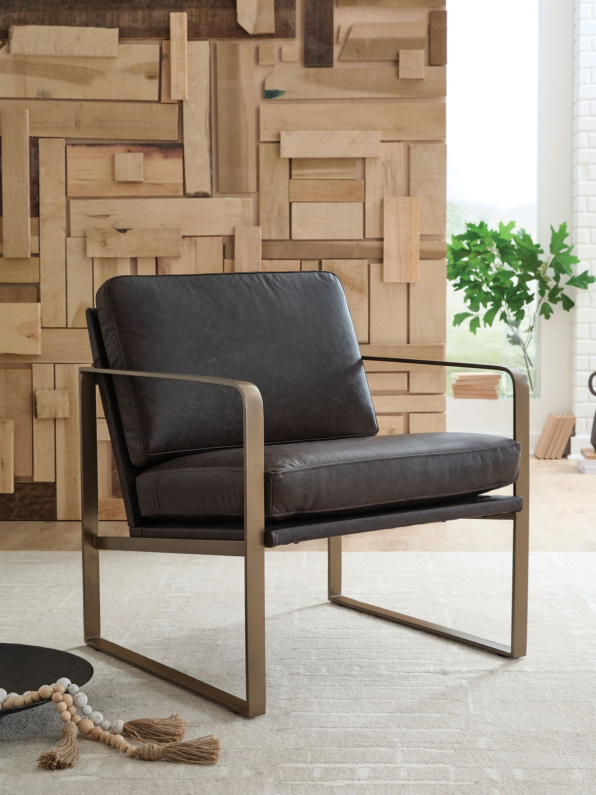 Bradett - Accent Chair - Dark Brown / Gold Finish by Ashley – view 4