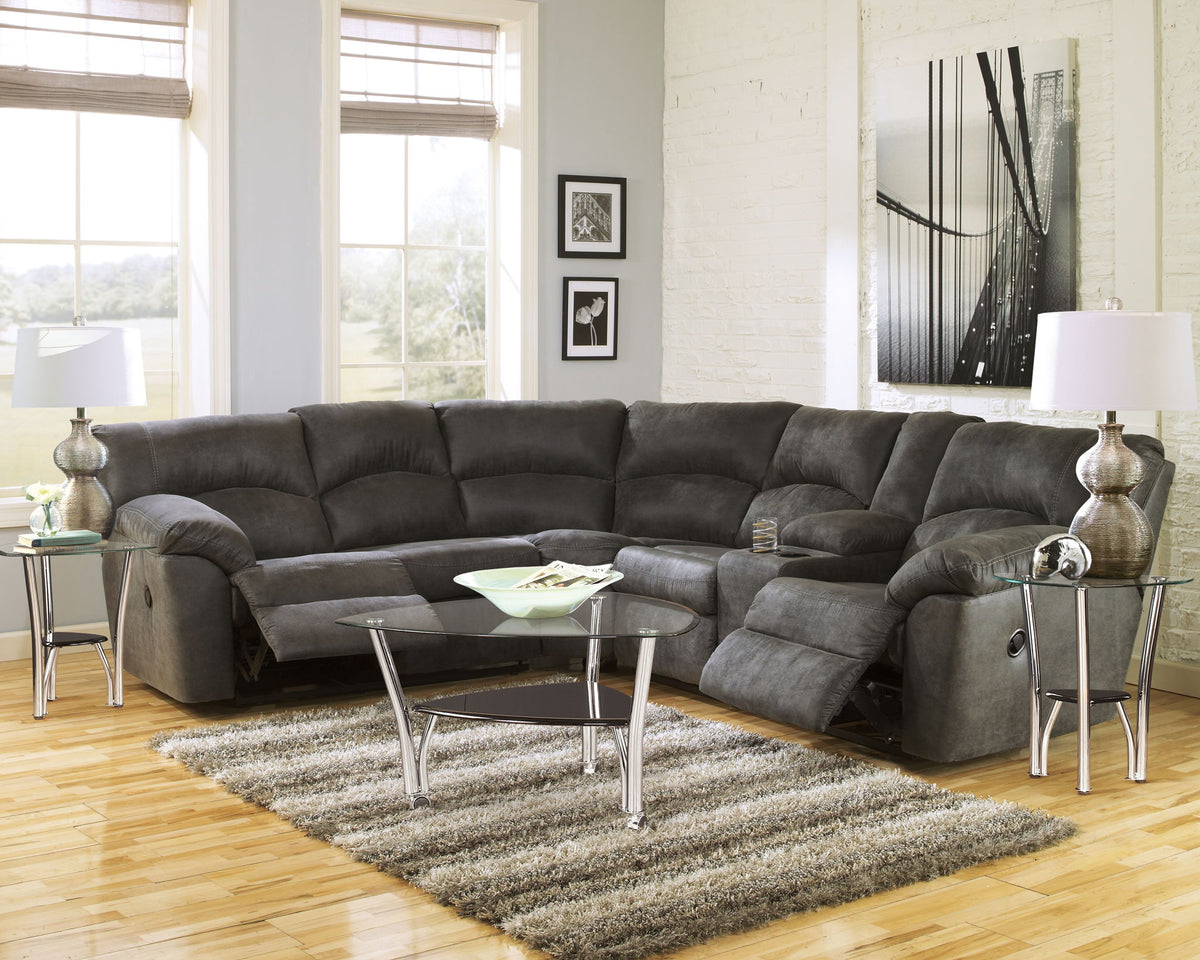 Tambo - Right Arm Facing Loveseat With Console 2 Pc Sectional - Pewter by Ashley – view 4