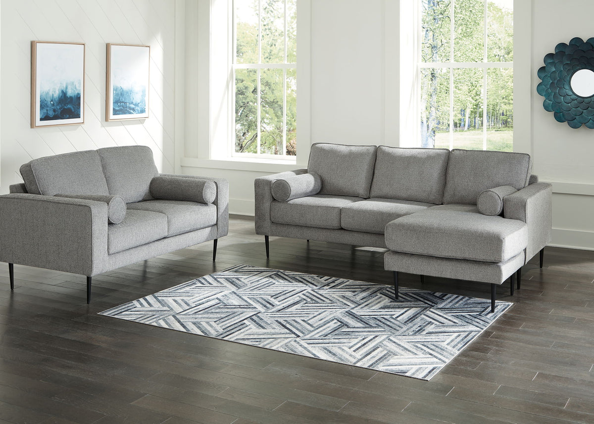 Hazela - 2 Pc. - Sofa Chaise, Loveseat - Charcoal by Ashley – Stationary Sofas & Loveseats