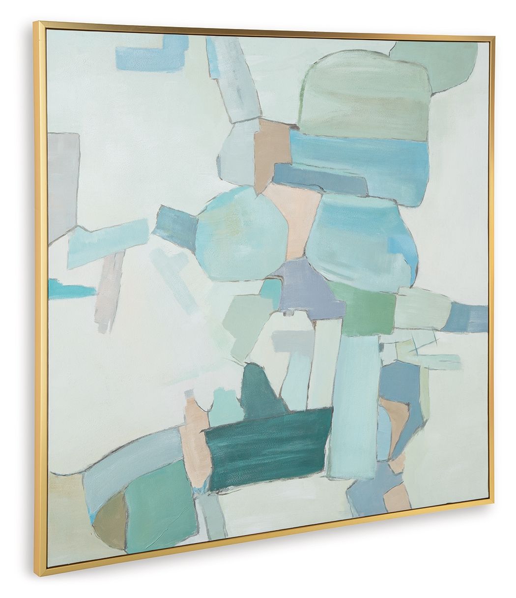 Wynburn - Wall Art - White / Blue / Green by Ashley – view 4
