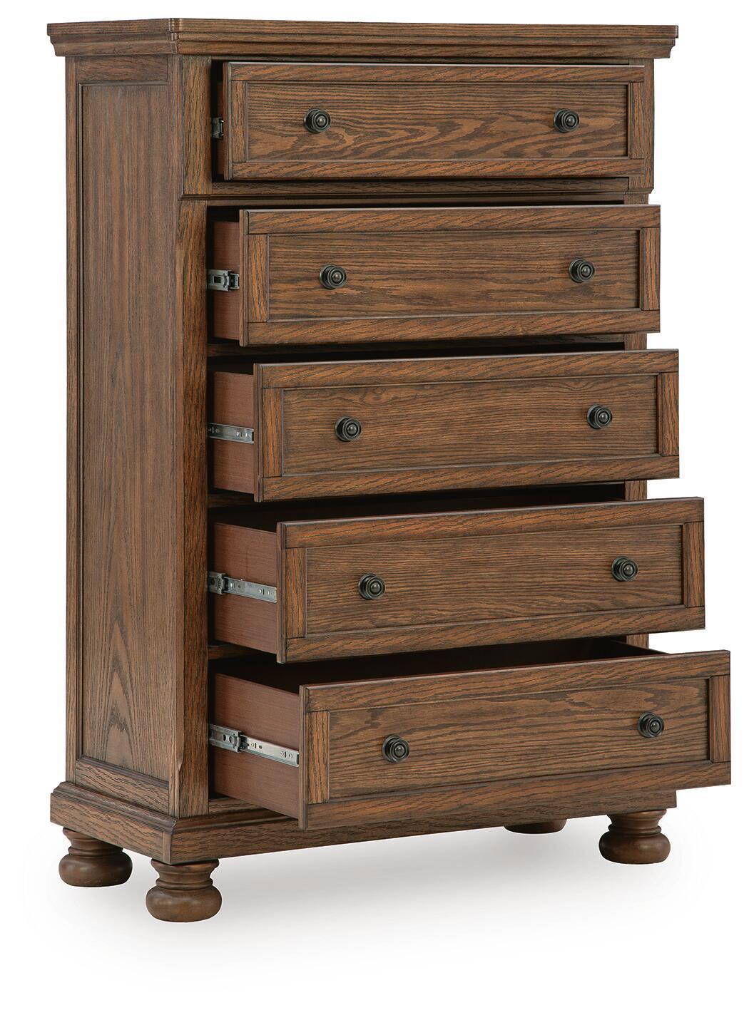 Zackaryn - Five Drawer Chest - Warm Brown by Ashley – view 3