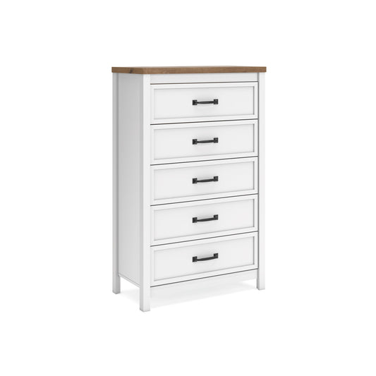 Kerisden - Five Drawer Chest - White / Brown – Accent Chests
